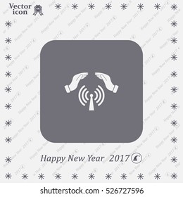 Hand with Wi-Fi Icon.