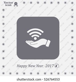 Hand with Wi-Fi Icon.