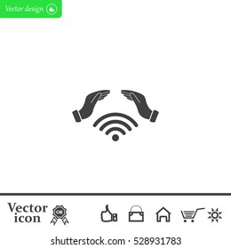 Hand with Wi-Fi Icon.