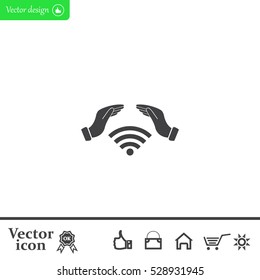 Hand with Wi-Fi Icon.