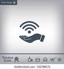 Hand with Wi-Fi Icon.