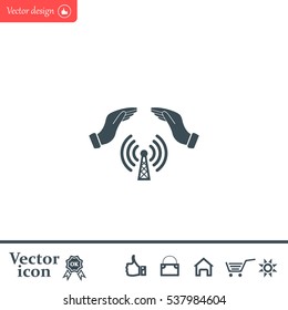 Hand with Wi-Fi Icon.