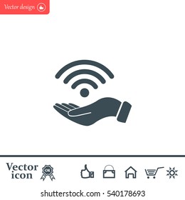 Hand with Wi-Fi Icon.