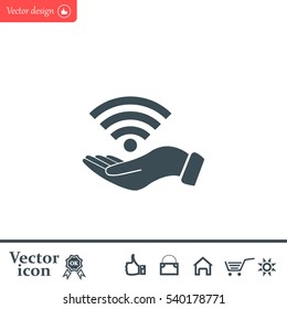 Hand with Wi-Fi Icon.