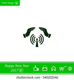 Hand with Wi-Fi Icon.
