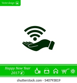 Hand with Wi-Fi Icon.