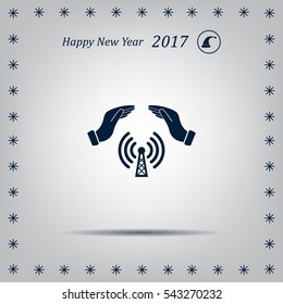 Hand with Wi-Fi Icon.