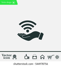 Hand with Wi-Fi Icon.