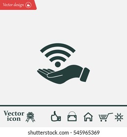 Hand with Wi-Fi Icon.
