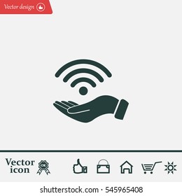 Hand with Wi-Fi Icon.