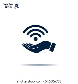 Hand with Wi-Fi Icon.