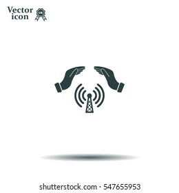 Hand with Wi-Fi Icon.