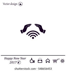 Hand with Wi-Fi Icon.