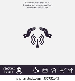 Hand with Wi-Fi Icon.