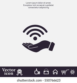 Hand with Wi-Fi Icon.