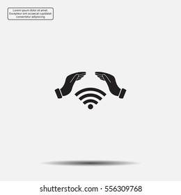 Hand with Wi-Fi Icon.