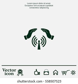 Hand with Wi-Fi Icon.