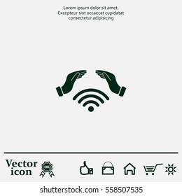 Hand with Wi-Fi Icon.