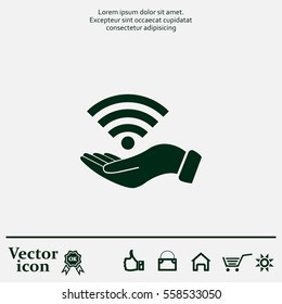 Hand with Wi-Fi Icon.