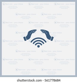 Hand with Wi-Fi Icon.