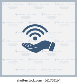 Hand with Wi-Fi Icon.