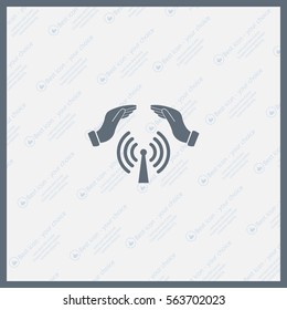 Hand with Wi-Fi Icon.
