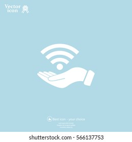 Hand with Wi-Fi Icon.