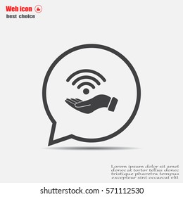 Hand with Wi-Fi Icon.