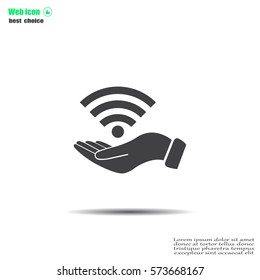Hand with Wi-Fi Icon.
