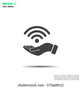 Hand with Wi-Fi Icon.