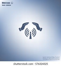 Hand with Wi-Fi Icon.