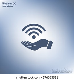 Hand with Wi-Fi Icon.