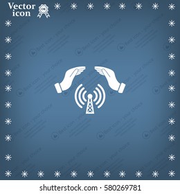Hand with Wi-Fi Icon.