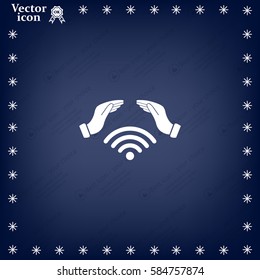 Hand with Wi-Fi Icon.