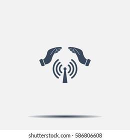 Hand with Wi-Fi Icon.