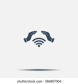 Hand with Wi-Fi Icon.