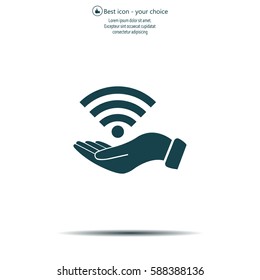 Hand with Wi-Fi Icon.