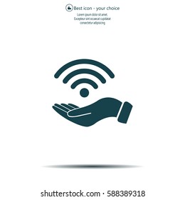 Hand with Wi-Fi Icon.