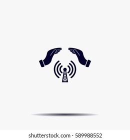 Hand with Wi-Fi Icon.