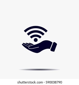 Hand with Wi-Fi Icon.