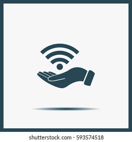 Hand with Wi-Fi Icon.