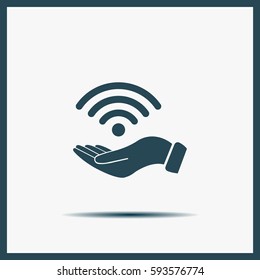 Hand with Wi-Fi Icon.