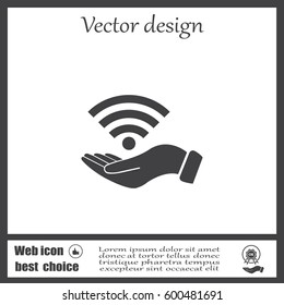 Hand with Wi-Fi Icon.