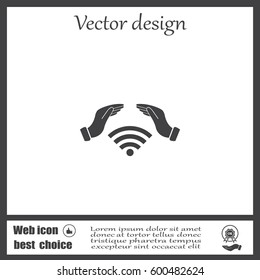 Hand with Wi-Fi Icon.