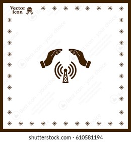 Hand with Wi-Fi Icon.