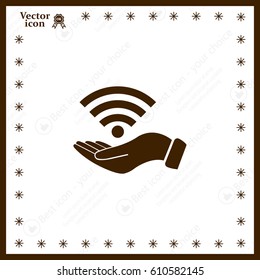 Hand with Wi-Fi Icon.