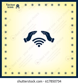 Hand with Wi-Fi Icon.
