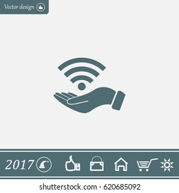 Hand with Wi-Fi Icon.