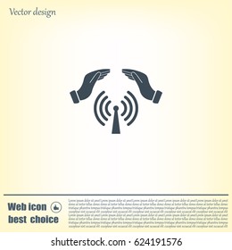 Hand with Wi-Fi Icon.