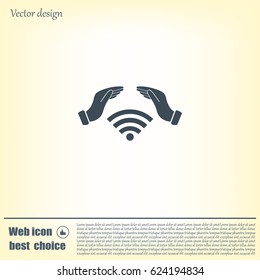 Hand with Wi-Fi Icon.